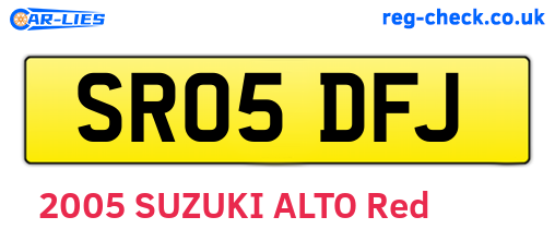 SR05DFJ are the vehicle registration plates.