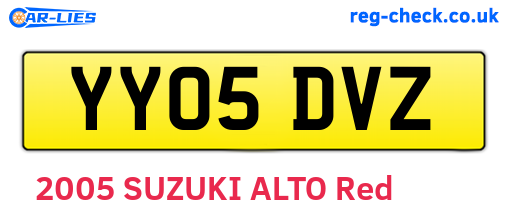 YY05DVZ are the vehicle registration plates.