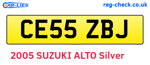CE55ZBJ are the vehicle registration plates.