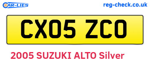 CX05ZCO are the vehicle registration plates.