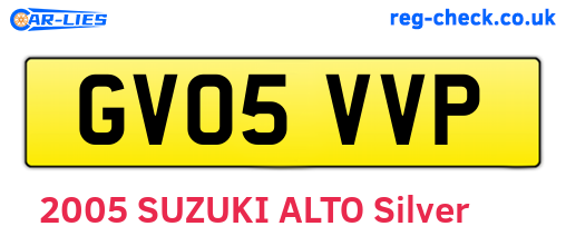 GV05VVP are the vehicle registration plates.