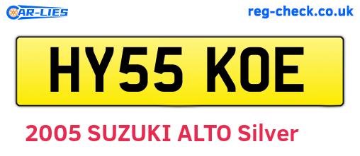 HY55KOE are the vehicle registration plates.