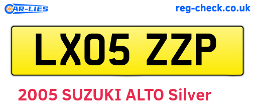 LX05ZZP are the vehicle registration plates.