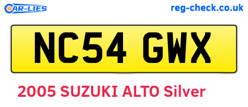 NC54GWX are the vehicle registration plates.