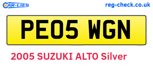 PE05WGN are the vehicle registration plates.