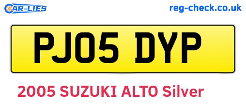 PJ05DYP are the vehicle registration plates.