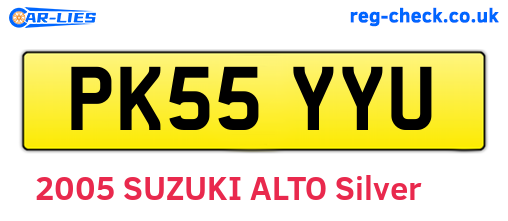 PK55YYU are the vehicle registration plates.