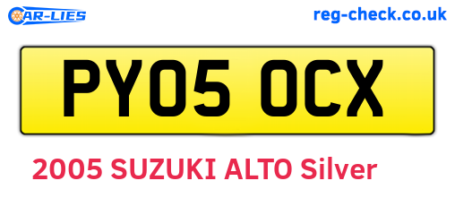 PY05OCX are the vehicle registration plates.