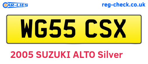 WG55CSX are the vehicle registration plates.