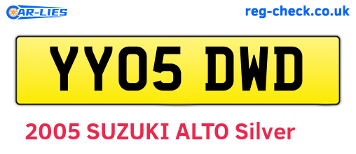 YY05DWD are the vehicle registration plates.
