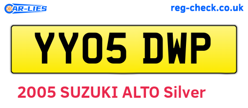 YY05DWP are the vehicle registration plates.
