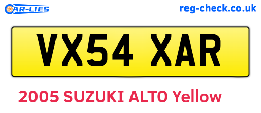 VX54XAR are the vehicle registration plates.
