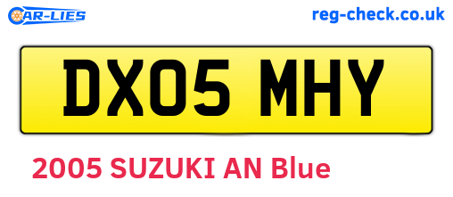 DX05MHY are the vehicle registration plates.