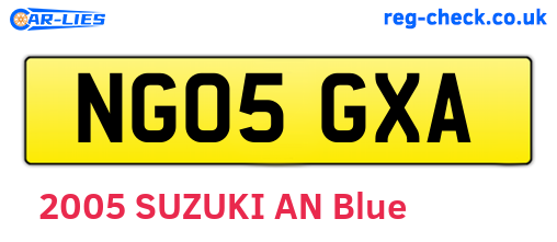 NG05GXA are the vehicle registration plates.