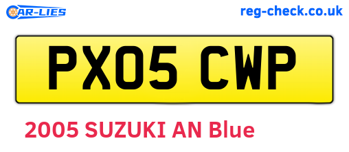 PX05CWP are the vehicle registration plates.