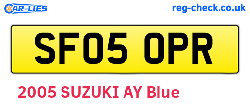 SF05OPR are the vehicle registration plates.