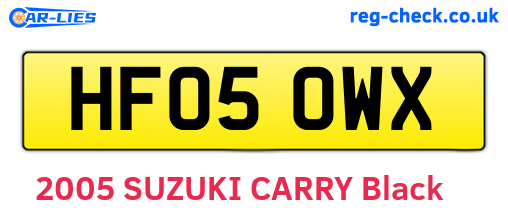 HF05OWX are the vehicle registration plates.
