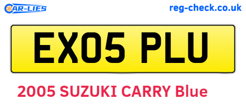 EX05PLU are the vehicle registration plates.