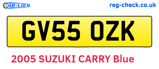 GV55OZK are the vehicle registration plates.