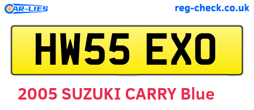 HW55EXO are the vehicle registration plates.