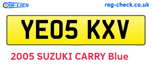 YE05KXV are the vehicle registration plates.