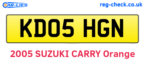 KD05HGN are the vehicle registration plates.