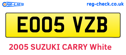EO05VZB are the vehicle registration plates.