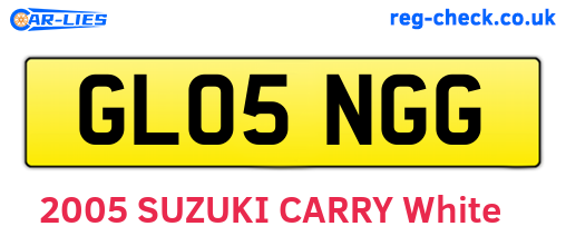 GL05NGG are the vehicle registration plates.