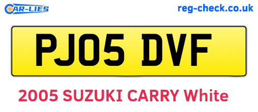 PJ05DVF are the vehicle registration plates.