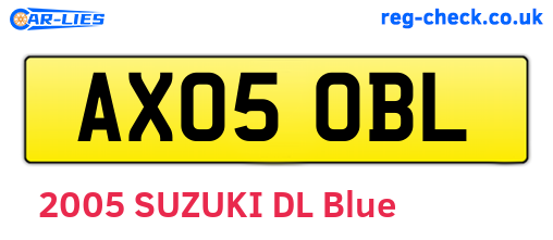 AX05OBL are the vehicle registration plates.
