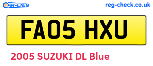 FA05HXU are the vehicle registration plates.
