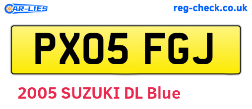 PX05FGJ are the vehicle registration plates.
