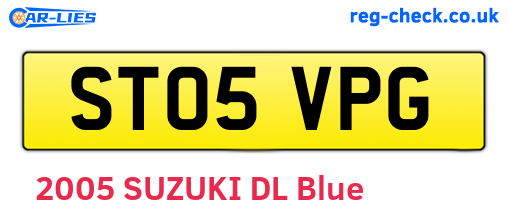 ST05VPG are the vehicle registration plates.