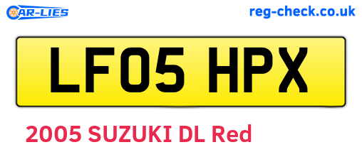 LF05HPX are the vehicle registration plates.