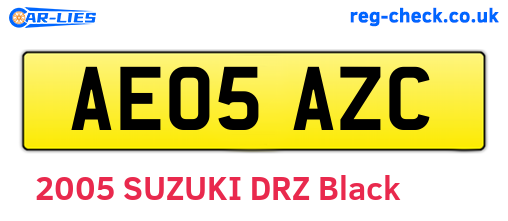 AE05AZC are the vehicle registration plates.