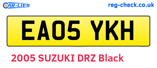 EA05YKH are the vehicle registration plates.
