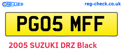 PG05MFF are the vehicle registration plates.