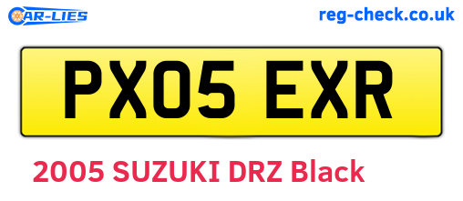 PX05EXR are the vehicle registration plates.
