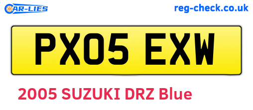 PX05EXW are the vehicle registration plates.