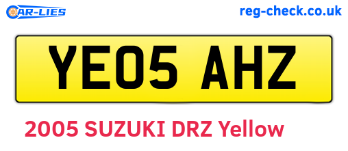 YE05AHZ are the vehicle registration plates.