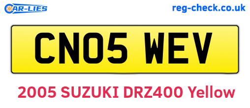 CN05WEV are the vehicle registration plates.