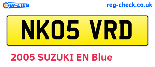 NK05VRD are the vehicle registration plates.
