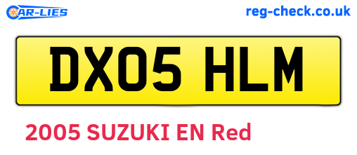 DX05HLM are the vehicle registration plates.