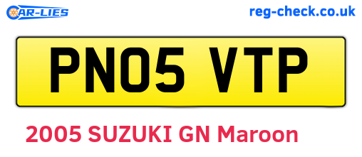 PN05VTP are the vehicle registration plates.