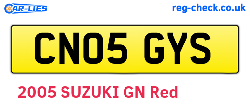CN05GYS are the vehicle registration plates.