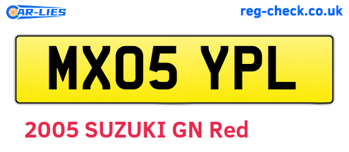 MX05YPL are the vehicle registration plates.