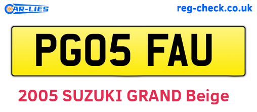 PG05FAU are the vehicle registration plates.