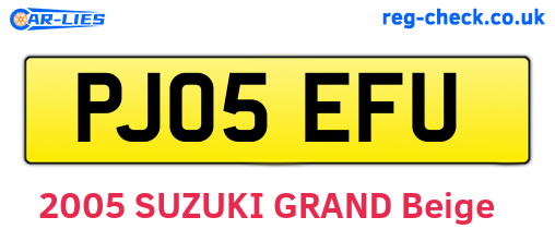 PJ05EFU are the vehicle registration plates.