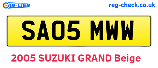 SA05MWW are the vehicle registration plates.