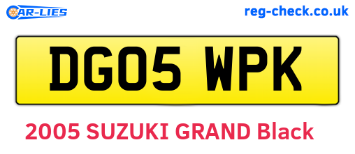 DG05WPK are the vehicle registration plates.